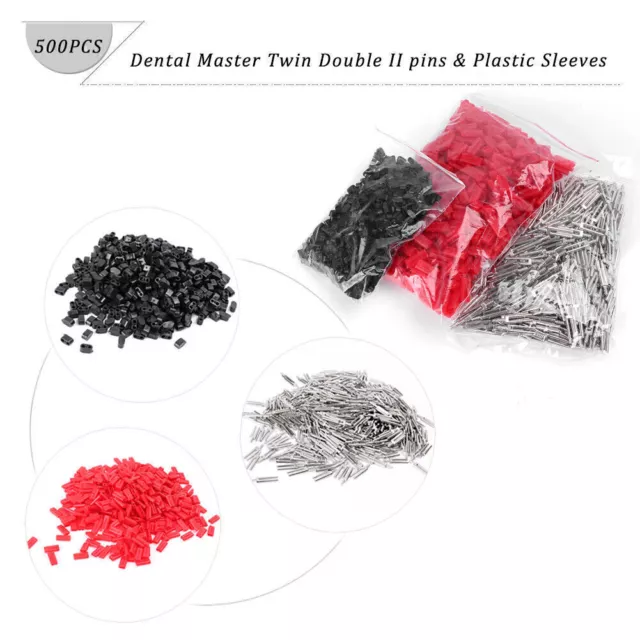 500x Dental Master Twin Double II Pins & Kunststoffhülsen für Dentallabor