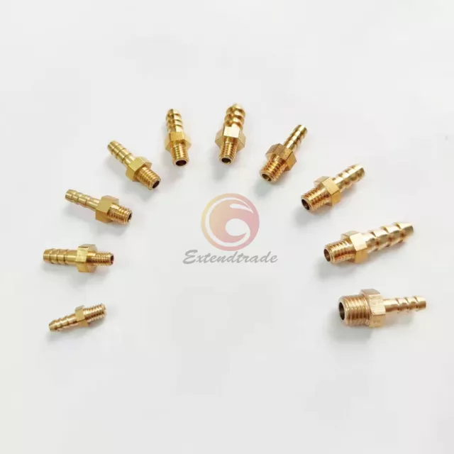 20/50x Brass Hose Barb Fittings Metric Male Thread M4 M5 M6 M8 Barb Ф3~10mm