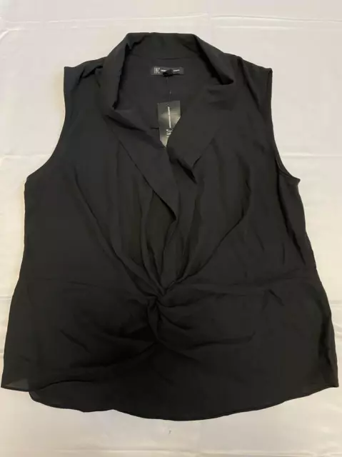 MSRP $60 Inc International Concepts Sleeveless Twist-Front Top Black Size Small