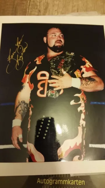 WWE ECW WCW handsigniertes Bam Bam Bigelow Autogramm mit COA! In Person! RARE