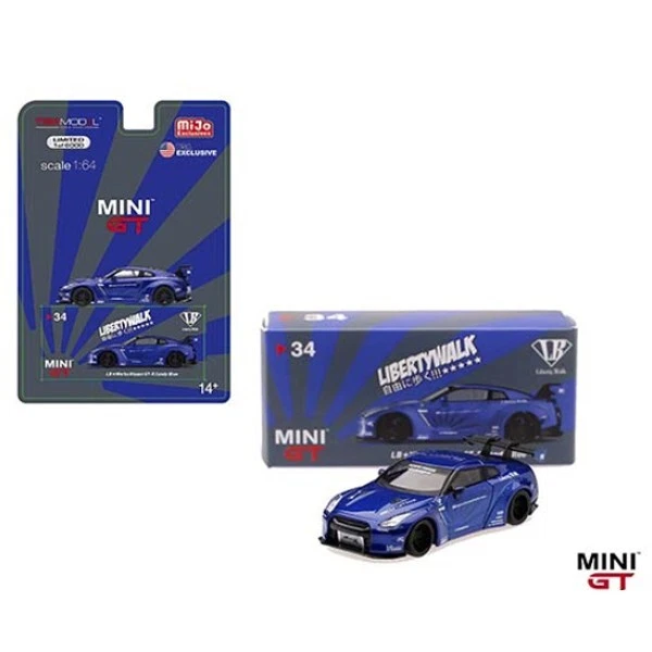 RARA LBWK X MINI GT 1/64 LB Works Nissan Skyline GT-R R35 Candy Blue ...