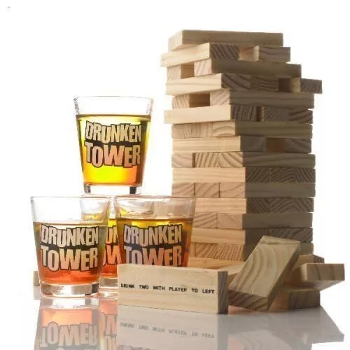 Drinking Tower Party Set Spin Shot Stag Hen Game Glass Games Adult Drinking