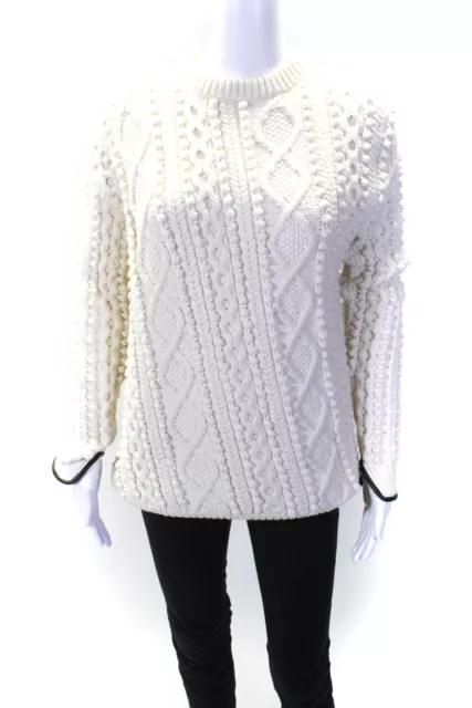 3.1 Phillip Lim Womens Cotton Knitted Zipped Pullover Sweater White Size XS