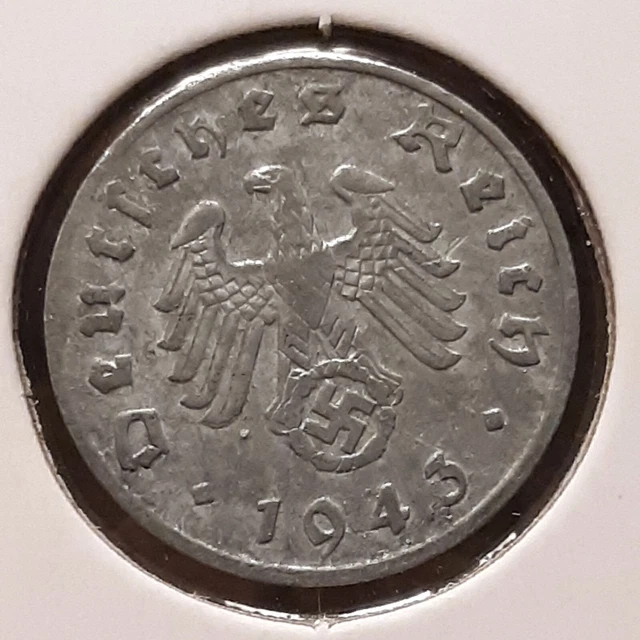 WW2 German 1 Reichspfennig 1943 A , WWII Era Circulated Coin , km97