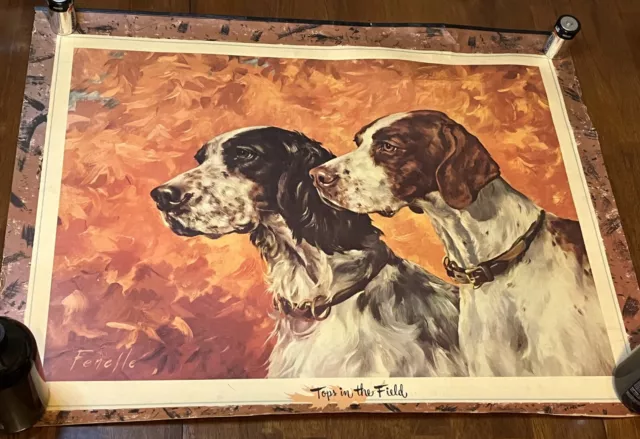 Fenelle Pointer Hunting Dogs Dog Setter Hunt Vtg Print Tops in the Field 29x22"