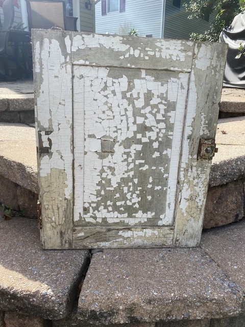 Antique Vintage Wood Cabinet Panel Door, Chippy Paint   22x 18