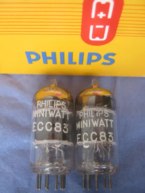 2x  ECC83 / 12AX7   PHILIPS   audio tubes  -   I61  -  ECC 83  - 1959