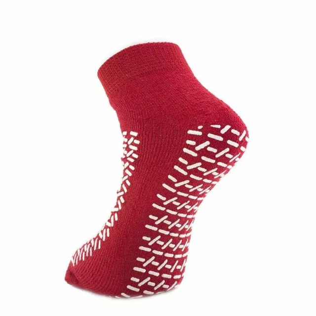 E&E Double Tread Slipper Socks, COTTON Non-Skid Hospital Socks Unisex 3  Sizes