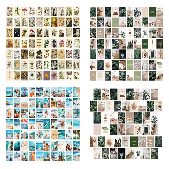 Kit de collage de pared de imágenes estéticas carteles de doble cara postales pegatina fotográfica