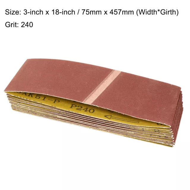 3-Inch x 18-Inch Aluminum Oxide Sanding Belt 240 Grits Lapped Joint 10pcs 2