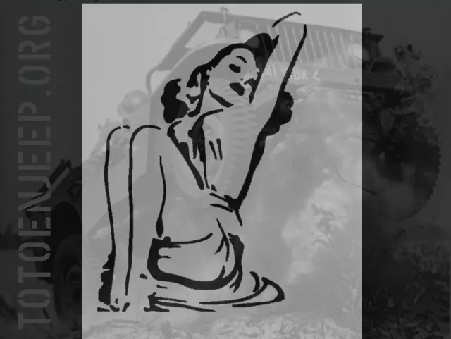 POCHOIR STENCIL MARQUAGE PINUP 6 14CM . jeep willys dodge