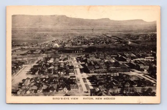 Bird's Eye View RATON New Mexico ~ Antique Aerial Albertype Postcard ~1920s