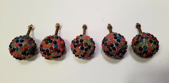5 boutons à boule multicolores armoire poignée traction armoire tiroir enfants filles dressing 3