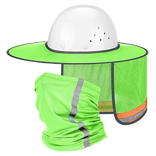 2 Pack Hard Hat Sun Shade Neck Protection High Visibility One Size, Green