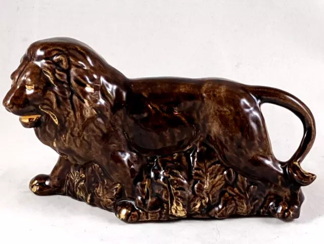 Ceramic Glazed Brown Lion Pottery Decor