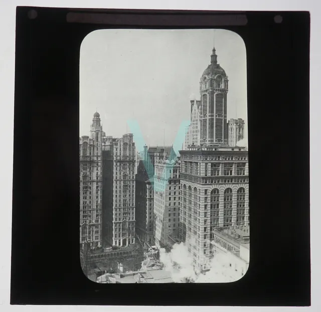 ANTIQUE GLASS MAGIC LANTERN SLIDE -NEW YORK SUBWAY CONSTRUCTION (?) EARLY 1900s