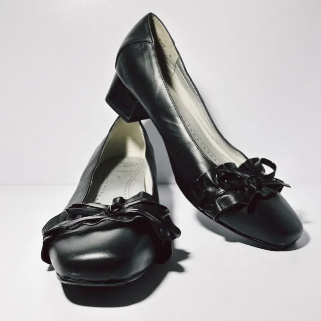 Homy Ped Women’s Shoes Sz 9 40 Black Leather Low Heel Pumps Work T11