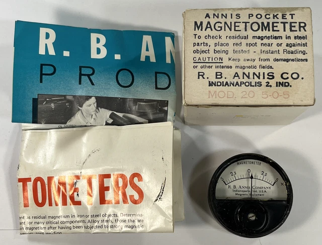 Vintage Annis Pocket Magnetometer w/ Original Box & Manual Working Used Vintage Annis Pocket Magnetometer w/ Original Box & Manual Working Used