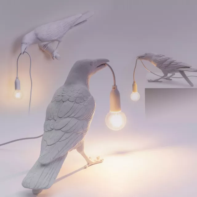 Seletti White Bird Lamp - designer, playful, waiting, bird, table lamp, unusual,