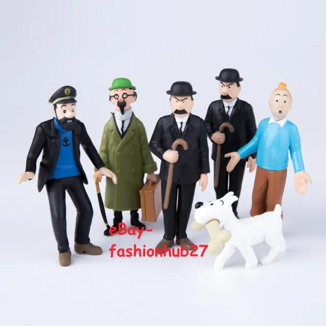 The Adventures Of Tintin Kids Toy Action Figure 6 PCS Cake Topper Decor Gift