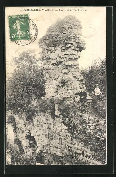 CPA Roches-sur-Marne, Les Ruines du Château 1915