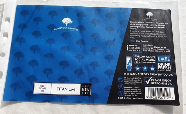 Craft Can Beer Wrap -  TITANIUM - QUANTOCK BREWERY - UK