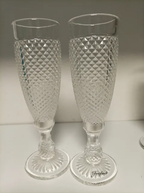 🥂 2 X Freixenet Crystal Glass Hobnail Champagne Prosecco Cava Flutes