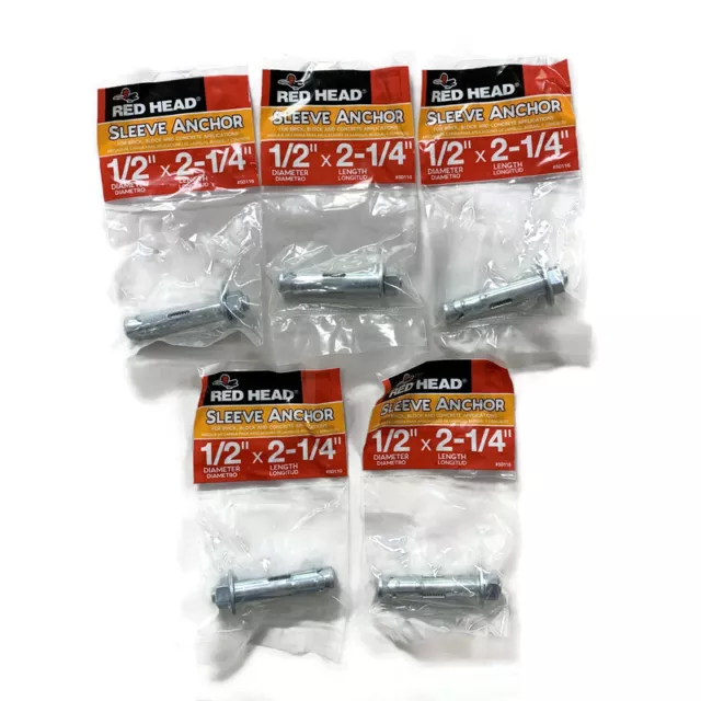 RED HEAD 50116 1/2-in x 2-1/4-in Steel Concrete Sleeve Anchor Set of 5