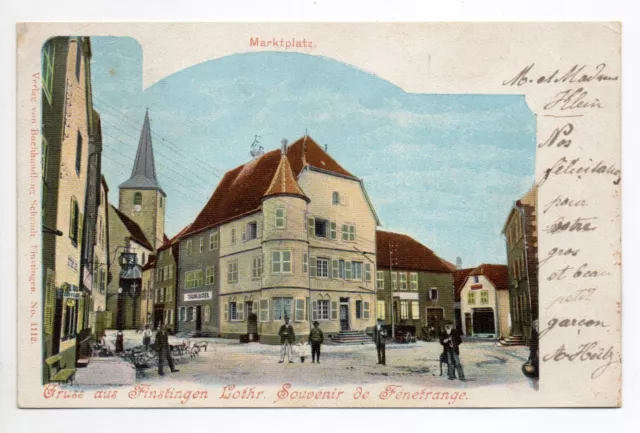 FENETRANGE finstingen Moselle CPA 57 place du marché Gruss aus souvenir de ...