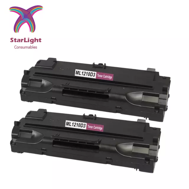 2 x Black Toner ML1210D3 Compatible With Samsung ML1010 ML1020 ML1200 1210 1220M