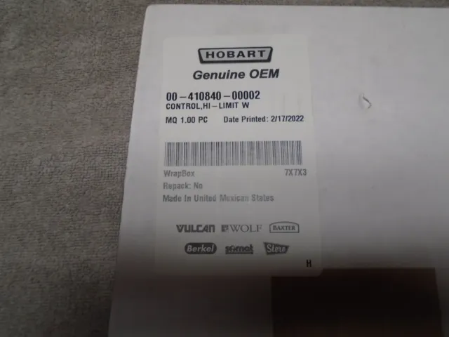 Genuine OEM Vulcan Hart Hi-Limit Control W 00-410840-00002, new!!
