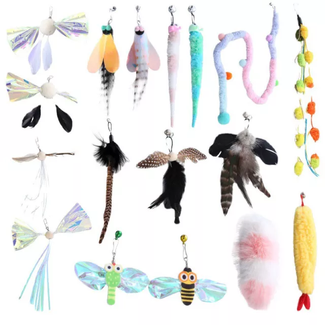 Cat Feather Toy Cat Stick With Bell Replacement Head Pet Entertain Play Suppl*_*
