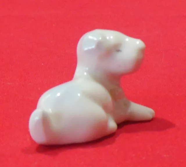 Miniature Porcelain White Boxer Dog Puppy Figurine Japan 2