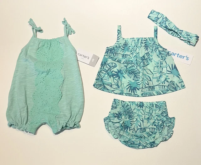 New Baby Girl Clothes Newborn Shorts Set Romper Summer Outfit Carter’s Lot Of 2