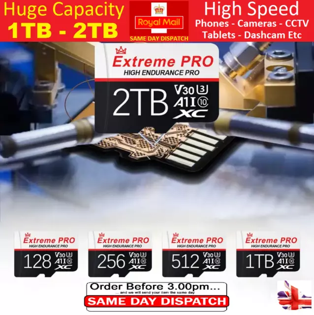 MicroSD Memory Card High Speed 32GB 64GB 128GB 256GB 512GB 1TB 2TB Class 10