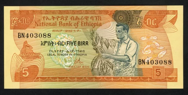 ETHIOPIA  5  BIRR L.1969 ( 1976 )  BN  PICK # 31a  UNC LESS.