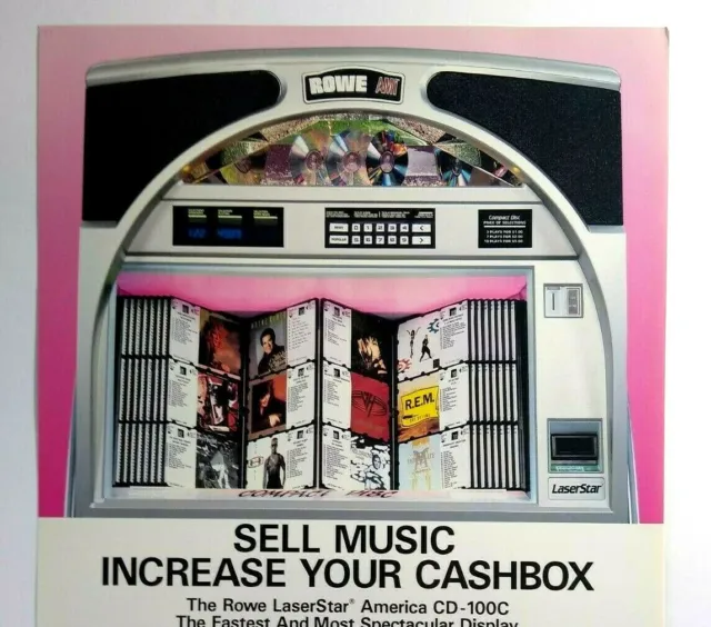 Rowe Laserstar America CD Jukebox Flyer Original Phonograph Music Art Retro