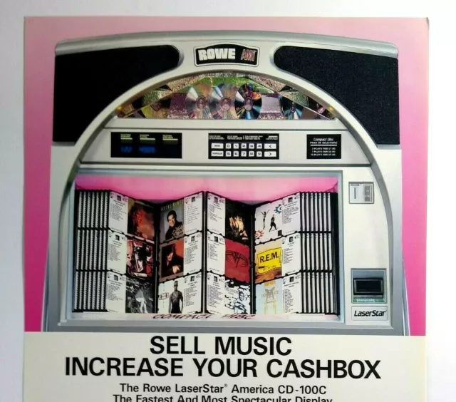 Rowe Laserstar America CD Jukebox Flyer Original Phonograph Music Art Retro