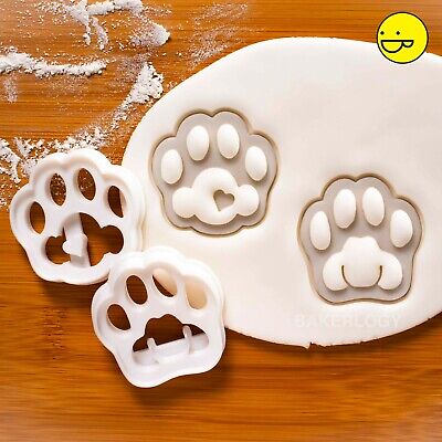 Set of 2 Kitty Paw cookie cutters - cat footprint purrfect feline birthday treat