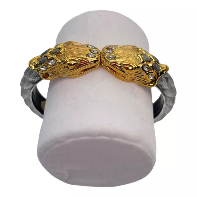 Alexis Bittar Lucite Magnetic Cuff Bracelet Kissing Snake Alexandria Gold Black