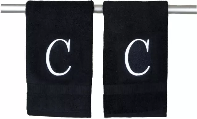 Monogrammed Hand Towels for Bathroom Luxury Hotel Quality Initial Set of 2
