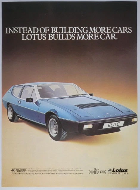 Lotus Elite British Sports Car UK 1979 Illustrated London News Ad 8.5x12"
