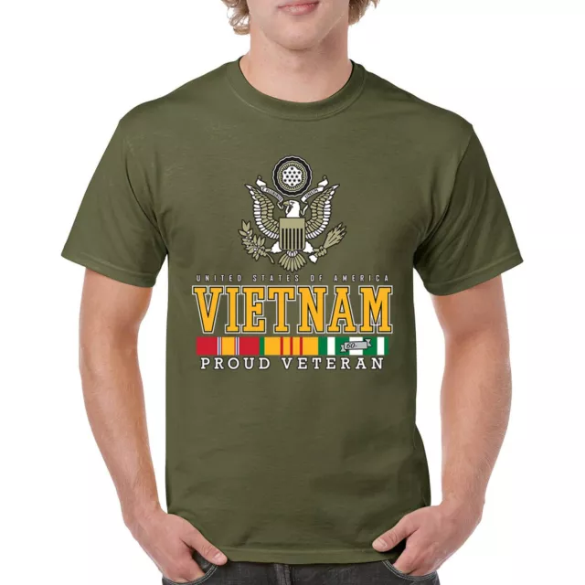 Vietnam War Proud Veteran T-shirt American Army Vet DD 214 Patriot Men's Tee