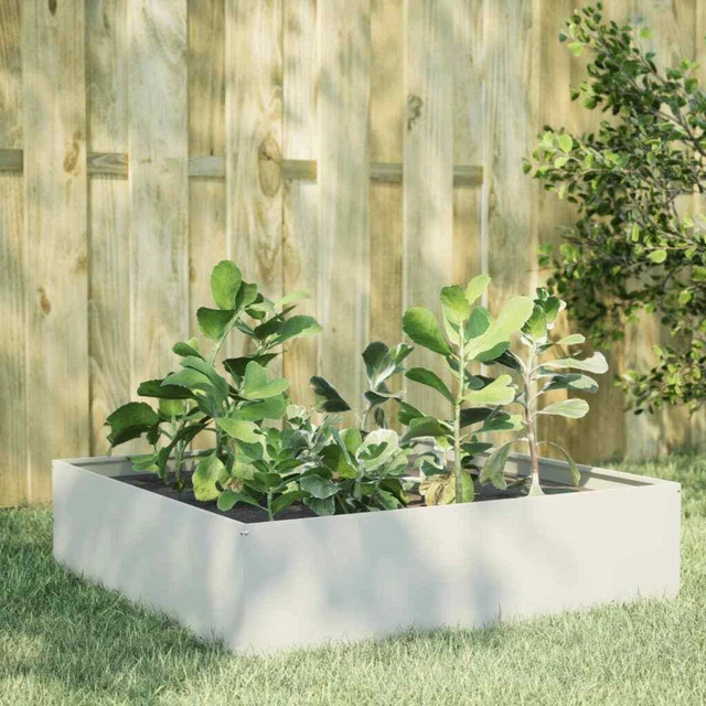 GARDEN RAISED BED White 100x100x25 cm Steel £128.79 PicClick UK