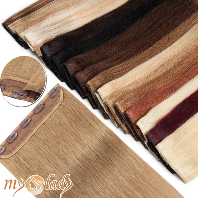 One Piece Clip In 100% Remy Human Hair Extensions 3/4 Full Head Blonde Straight