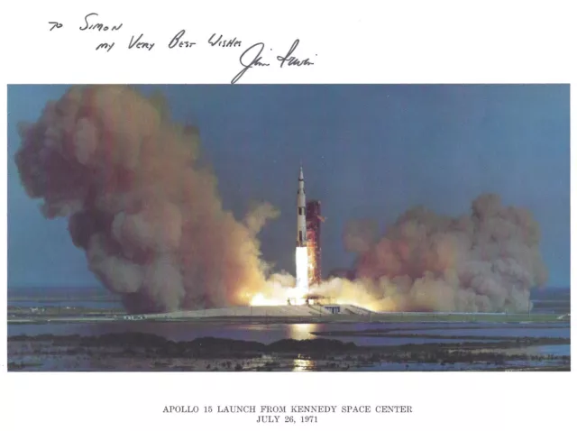 JIM IRWIN APOLLO 15 SIGNED 10x8 NASA LAUNCH LITHOGRAPH  UACC RD AUTOGRAPH