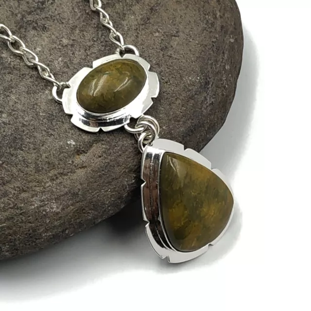 Rain Forest Jasper Gemstone 925 Solid Silver Fashionable Jewelry Necklace 17-18"