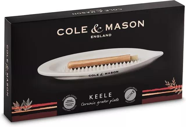 Cole & Mason Keele Ceramic Ginger Plate Grater Wooden Handled Brush