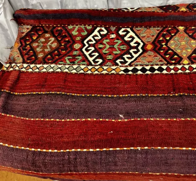 Hand Knotted Antique Turkish Saddle Bag Kilim Kilm Wool Area Rug