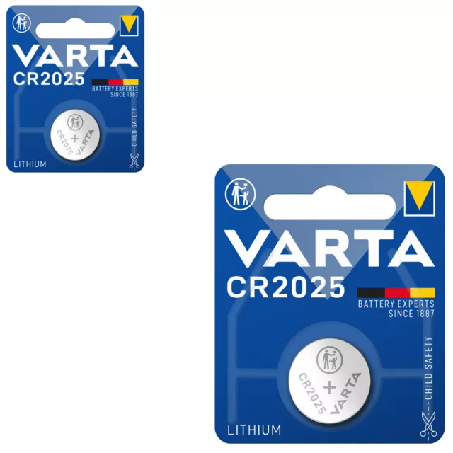 2x Varta CR2025 CR 2025 Knopfzelle Batterie 3V Blister Lithium